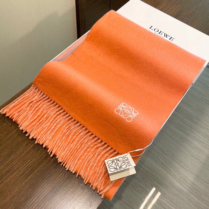 SCARF 180 CM IN CARROT ORANGE AND LIGHT PINK WOOL AND CASHMERE 411792