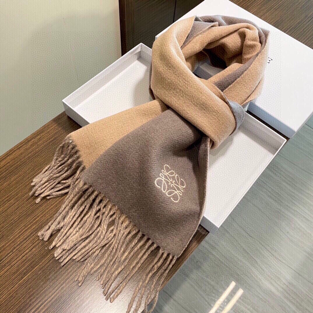 SCARF 180 CM IN DESERT SAND AND TUSCAN BEIGE WOOL AND CASHMERE 411794