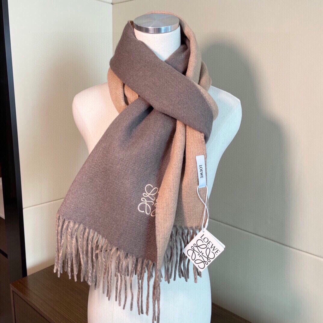 SCARF 180 CM IN DESERT SAND AND TUSCAN BEIGE WOOL AND CASHMERE 411794