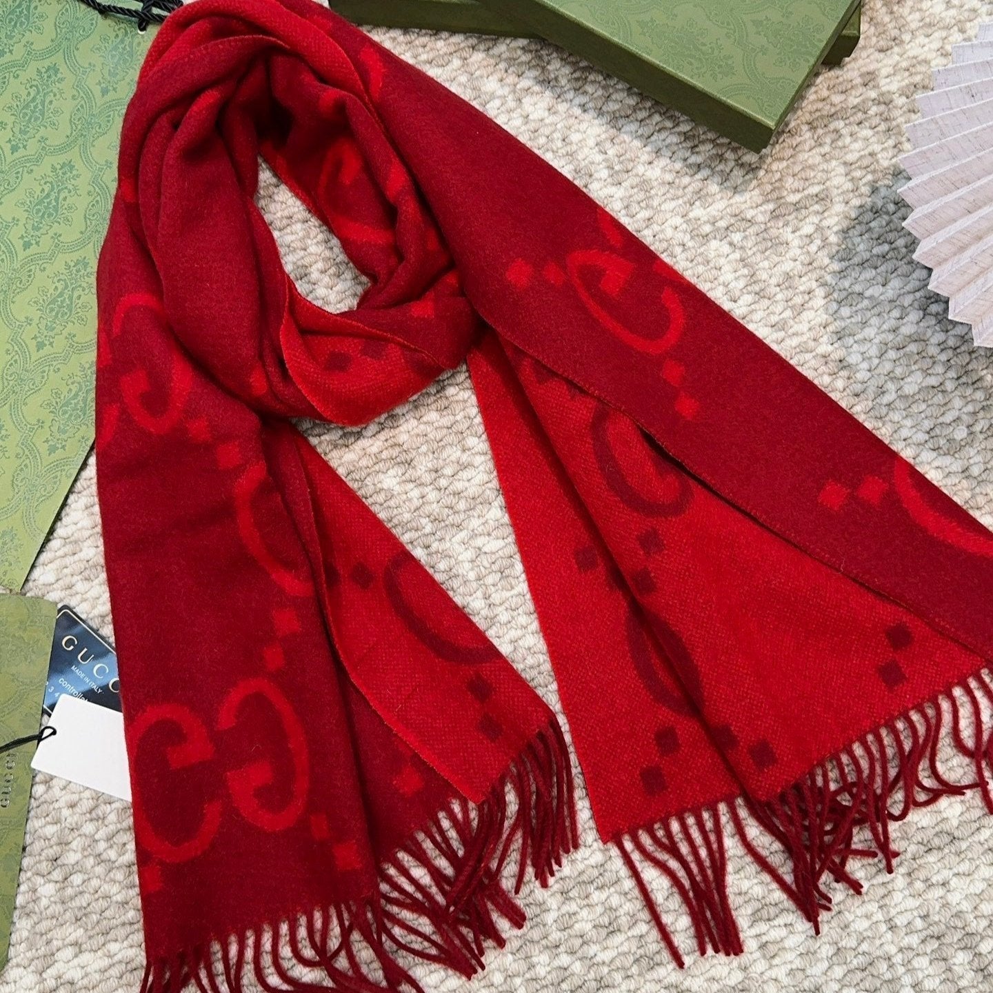 SCARF 200 CM IN CHERRY RED CASHMERE 396378