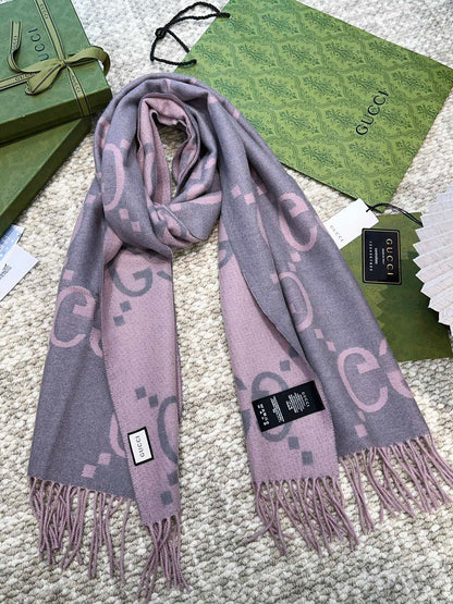 SCARF 200 CM IN LIGHT PINK MIX GRAY CASHMERE 396379