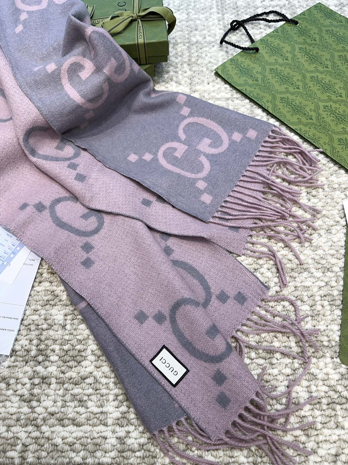 SCARF 200 CM IN LIGHT PINK MIX GRAY CASHMERE 396379