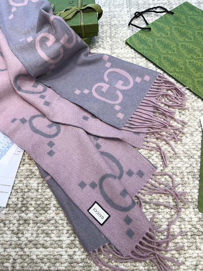 SCARF 200 CM IN LIGHT PINK MIX GRAY CASHMERE 396379