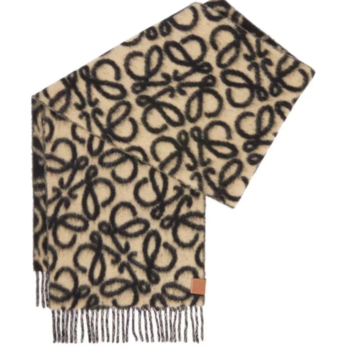 SCARF 186 CM IN BLACK MIX CAMEL BEIGE ALPACA AND WOOL 403823