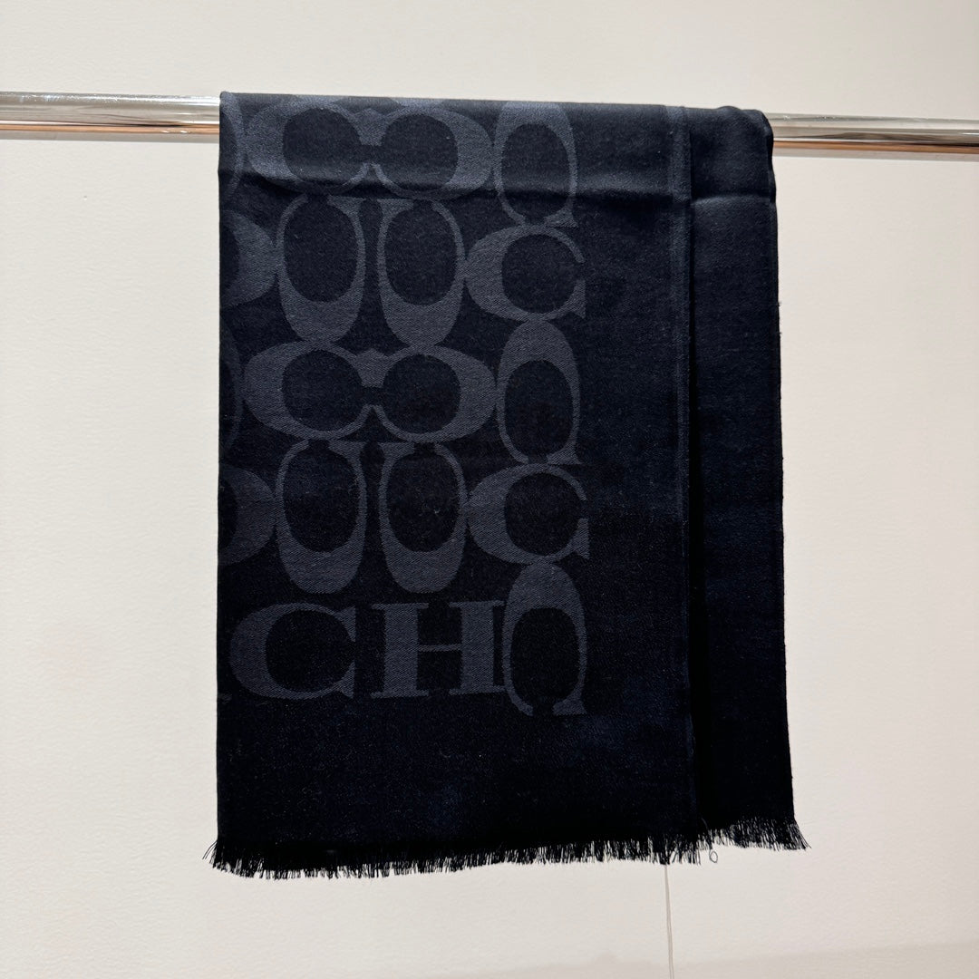 LONG SCARF 195 CM IN BLACK CASHMERE 332742