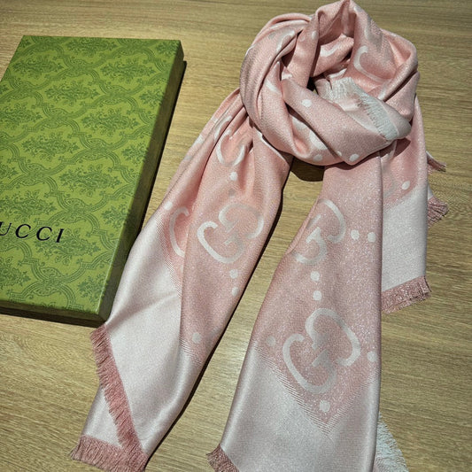 JACQUARD SILK WOOL SHAWL 140 CM LIGHT PINK 401260