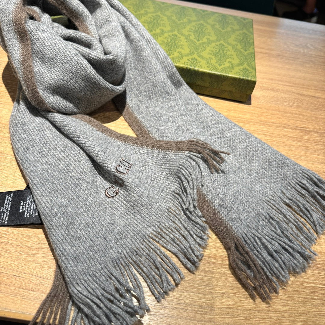 SCARF 180 CM IN SMOKE GRAY MIX BROWN WOOL 403966