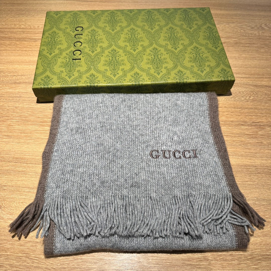 SCARF 180 CM IN SMOKE GRAY MIX BROWN WOOL 403966