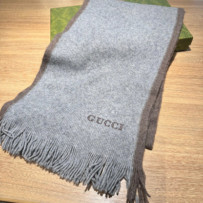 SCARF 180 CM IN SMOKE GRAY MIX BROWN WOOL 403966