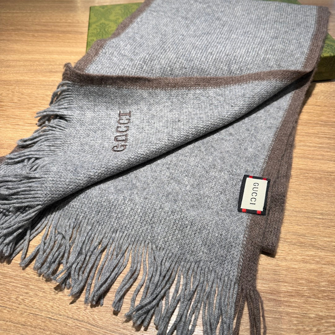 SCARF 180 CM IN SMOKE GRAY MIX BROWN WOOL 403966