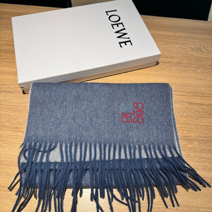 SCARF 180 CM IN PIGEON BLUE MIX LIGHT GRAY CASHMERE 407386