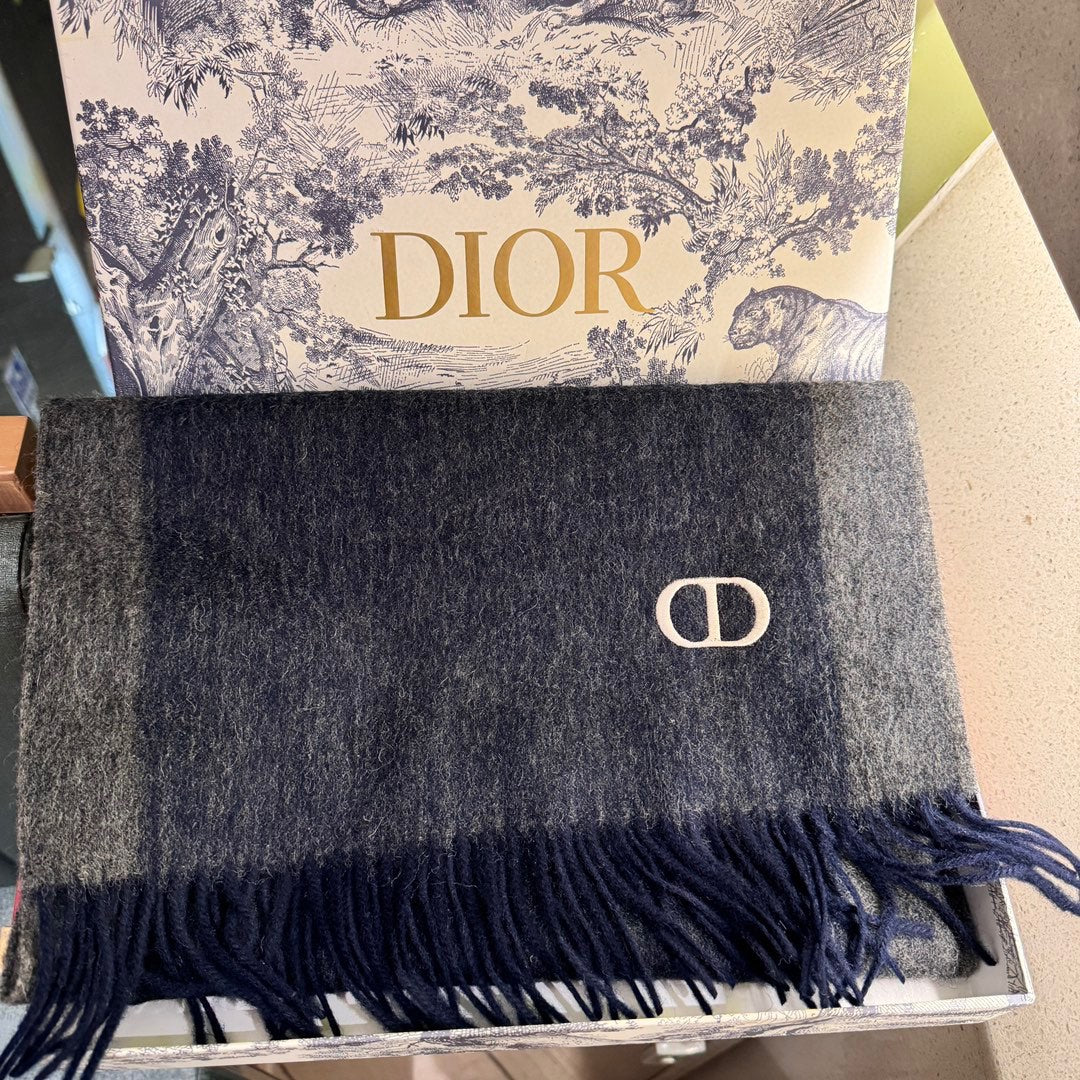 SCARF 180 CM IN NAVY BLUE CASHMERE AND WOOL 408839