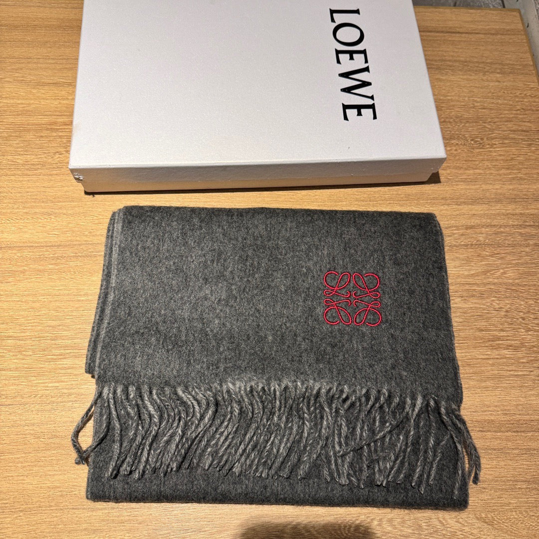 SCARF 180 CM IN DARK GRAY AND LIGHT GRAY WOOL AND CASHMERE 411839