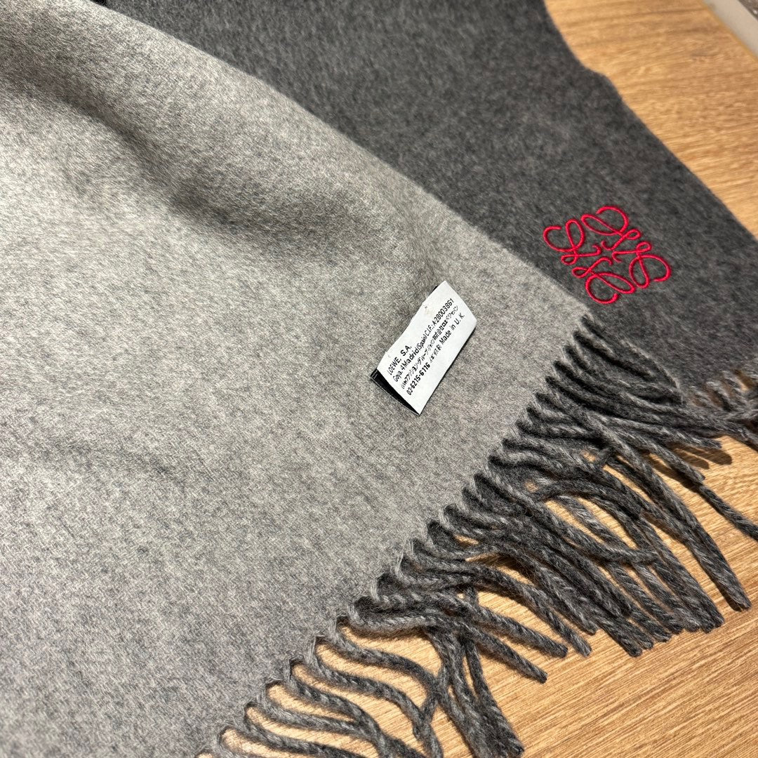 SCARF 180 CM IN DARK GRAY AND LIGHT GRAY WOOL AND CASHMERE 411839