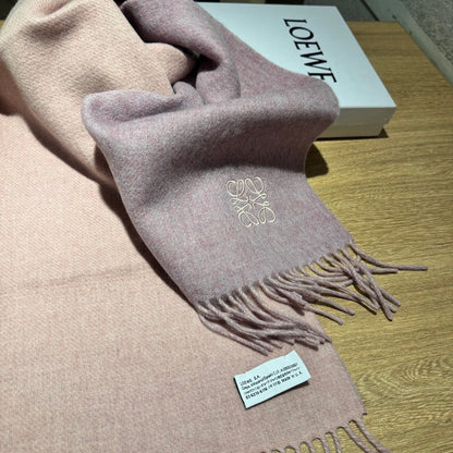 SCARF 180 CM IN CREPE PINK AND LIGHT PINK WOOL AND CASHMERE 411841