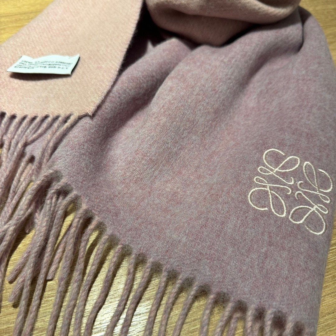 SCARF 180 CM IN CREPE PINK AND LIGHT PINK WOOL AND CASHMERE 411841