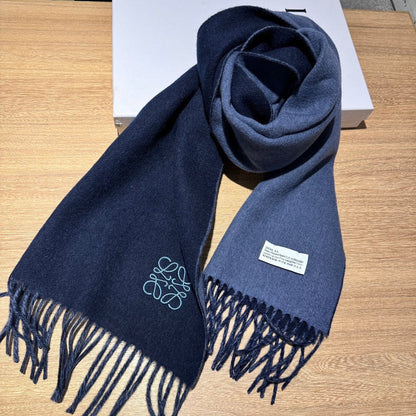 SCARF 180 CM IN LIGHT BLUE AND NAVY BLUE WOOL AND CASHMERE 411842