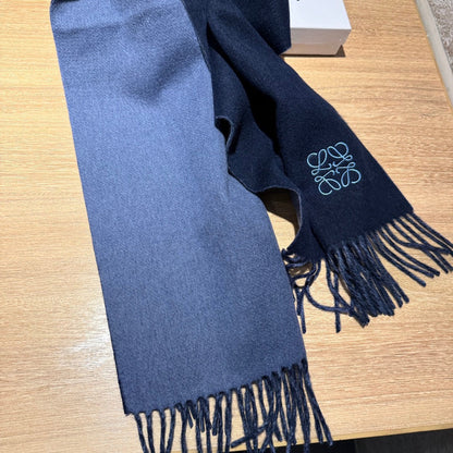 SCARF 180 CM IN LIGHT BLUE AND NAVY BLUE WOOL AND CASHMERE 411842