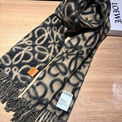 ANAGRAM 200 CM SCARF IN BLACK MIX BEIGE ALPACA AND WOOL 411850