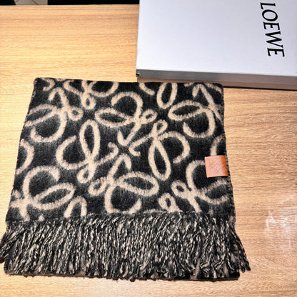 ANAGRAM 200 CM SCARF IN BLACK MIX BEIGE ALPACA AND WOOL 411850