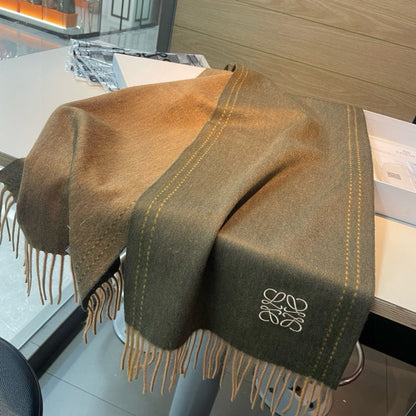 SCARF 180 CM IN OLIVE GREEN CASHMERE 350486