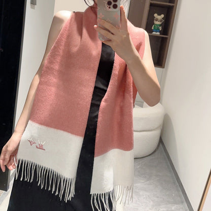 SCARF 185 CM IN BLUSH PINK MIX WHITE CASHMERE 390094