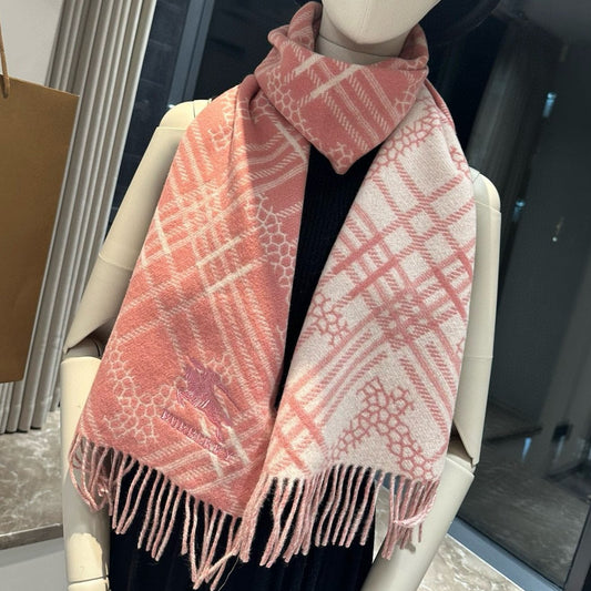 CLASSIC CHECK SCARF 168 CM IN ROSE PINK CASHMERE 396321