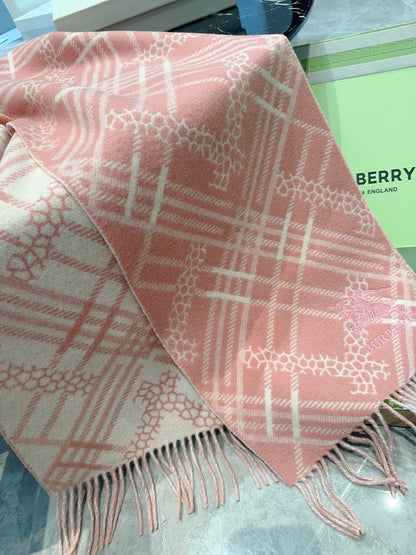 CLASSIC CHECK SCARF 168 CM IN ROSE PINK CASHMERE 396321