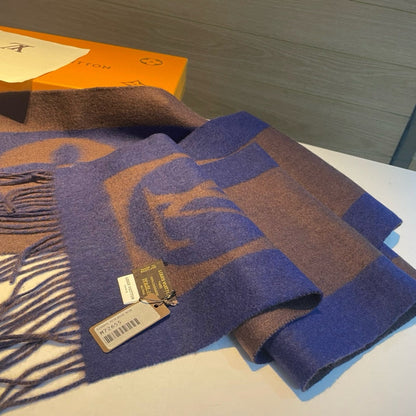 SCARF 180 CM IN COFFEE BROWN MIX BERRY BLUE CASHMERE 398245