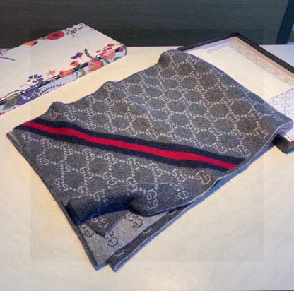 CLASSIC SCARF 180 CM IN DARK GRAY MONOGRAM CASHMERE 401994