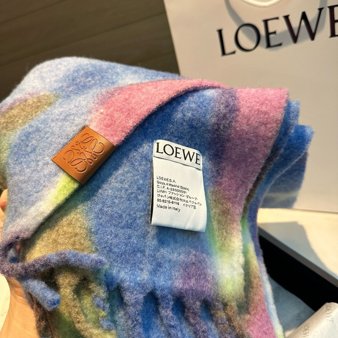 RAINBOW SCARF 185 CM IN COLORFUL MOHAIR AND WOOL 408581