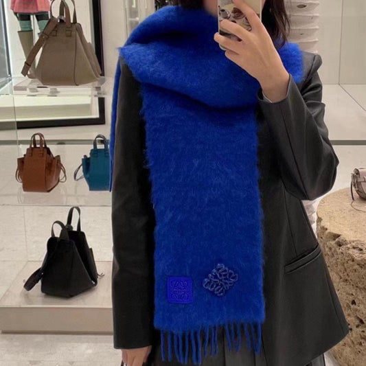 SCARF IN COBALT BLUE MOHAIR AND WOOL 411686