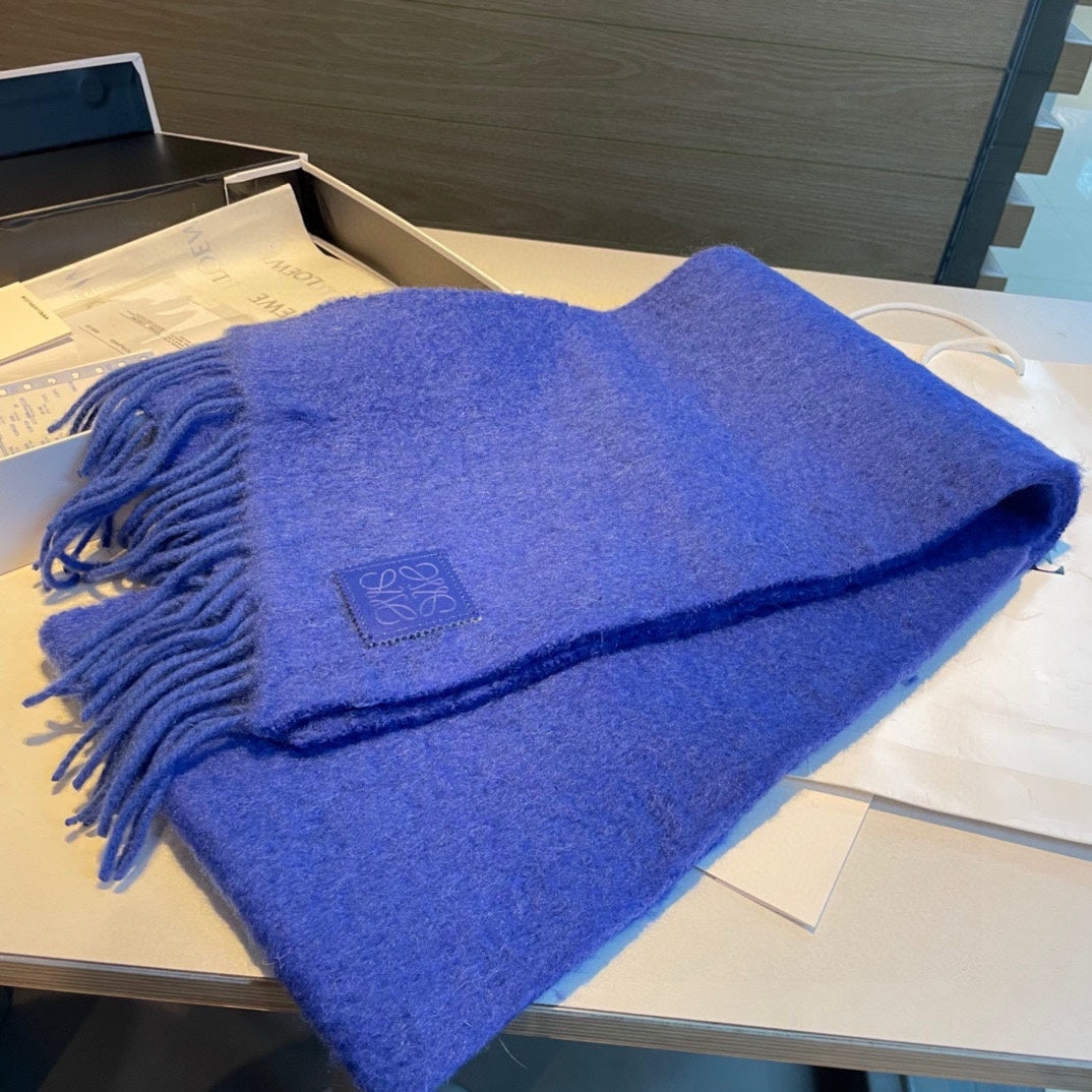 SCARF IN COBALT BLUE MOHAIR AND WOOL 411686