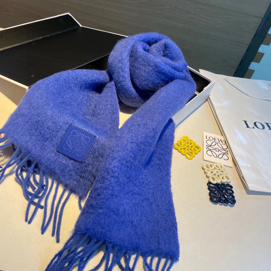 SCARF IN COBALT BLUE MOHAIR AND WOOL 411686