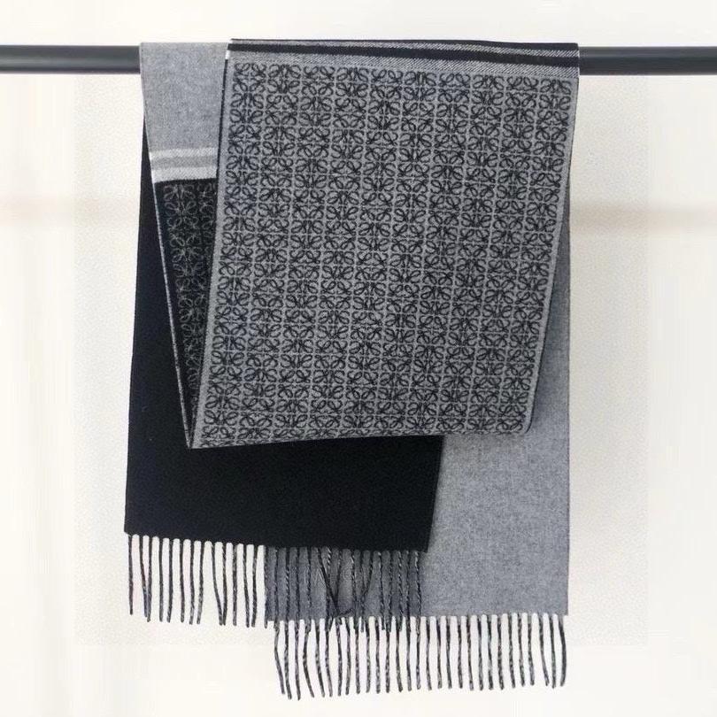 SCARF 180 CM IN BLACK MIX LIGHT GRAY WOOL AND CASHMERE 415236