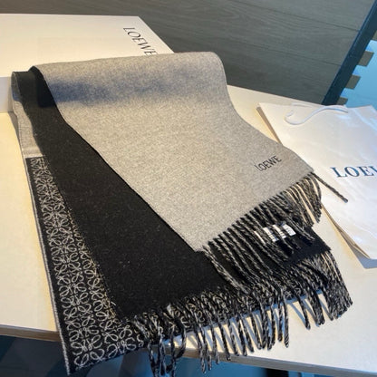 SCARF 180 CM IN BLACK MIX LIGHT GRAY WOOL AND CASHMERE 415236