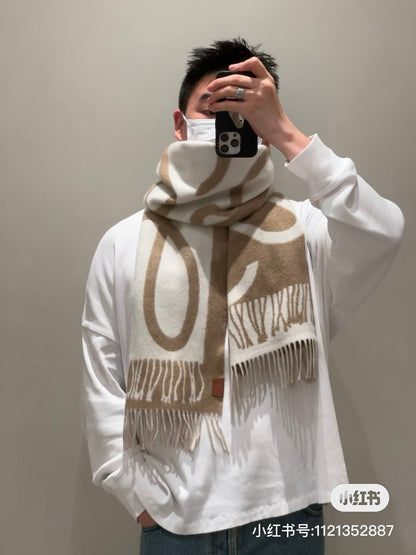 SCARF 180 CM IN CAMEL BEIGE MIX WHITE WOOL AND CASHMERE 415269