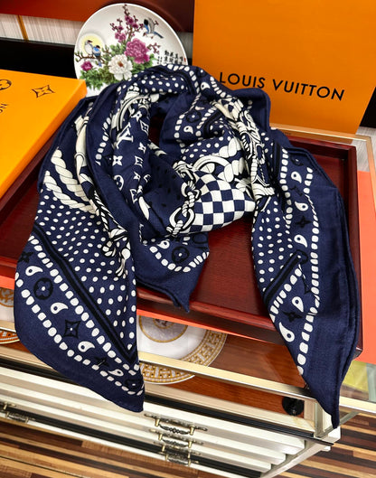 SAILOR BANDANA SQUARE IN MARINE BLUE SILK SCARF 140 CM