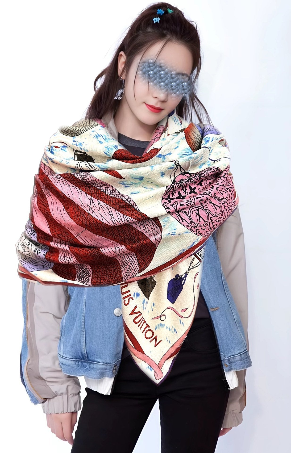 UP AND AWAY 140 CM SQUARE SILK SCARF COLORFUL 400072