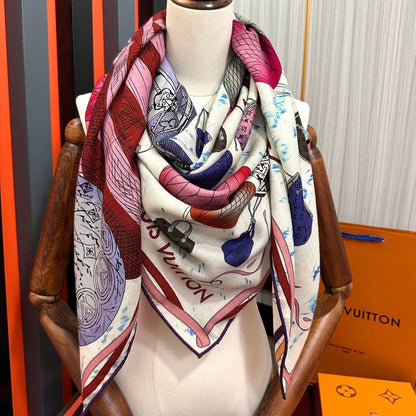 UP AND AWAY 140 CM SQUARE SILK SCARF COLORFUL 400073