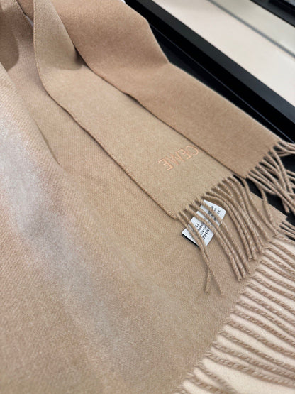 ANAGRAM DOUBLE-SIDED SCARF 182 CM IN CAMEL BEIGE WOOL AND CASHMERE 357779