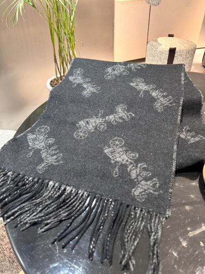 CLASSIC SCARF 190 CM IN BLACK WOOL 375279