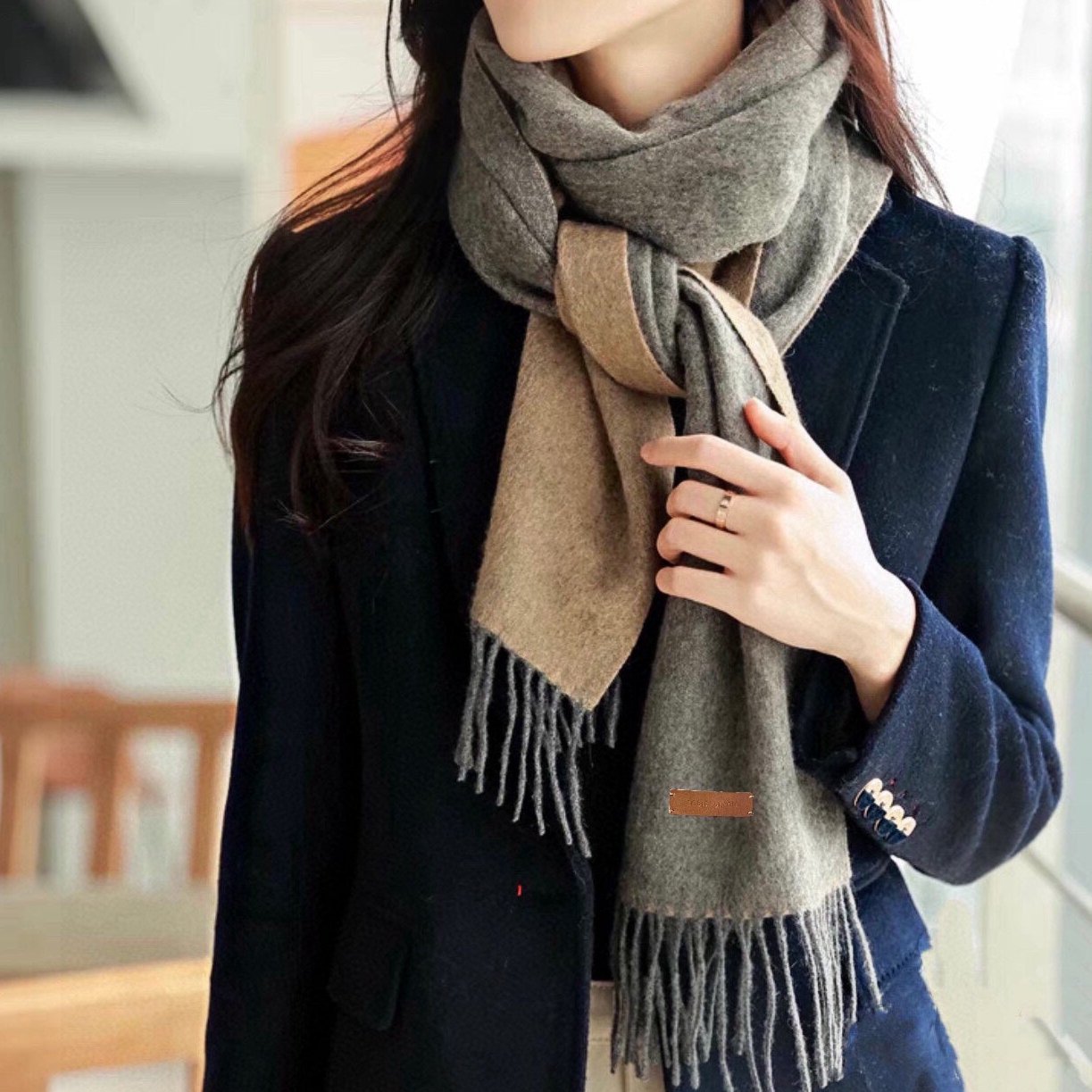 SCARF 180 CM IN MOUSE GRAY CASHMERE 396479