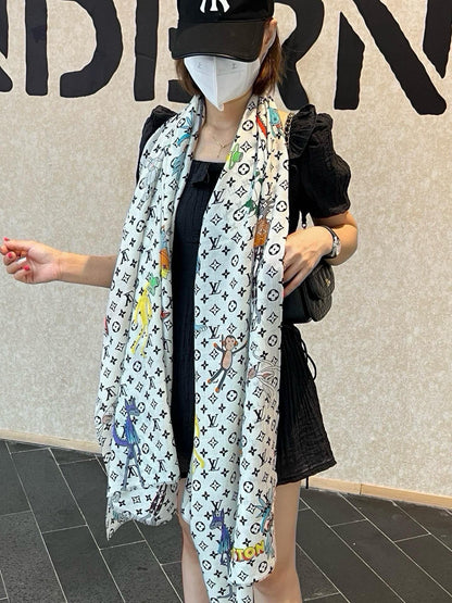 LONG SCARF 200 CM IN WHITE MONOGRAM CASHMERE 396506