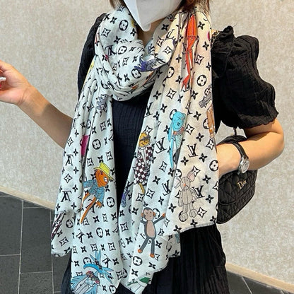 LONG SCARF 200 CM IN WHITE MONOGRAM CASHMERE 396506