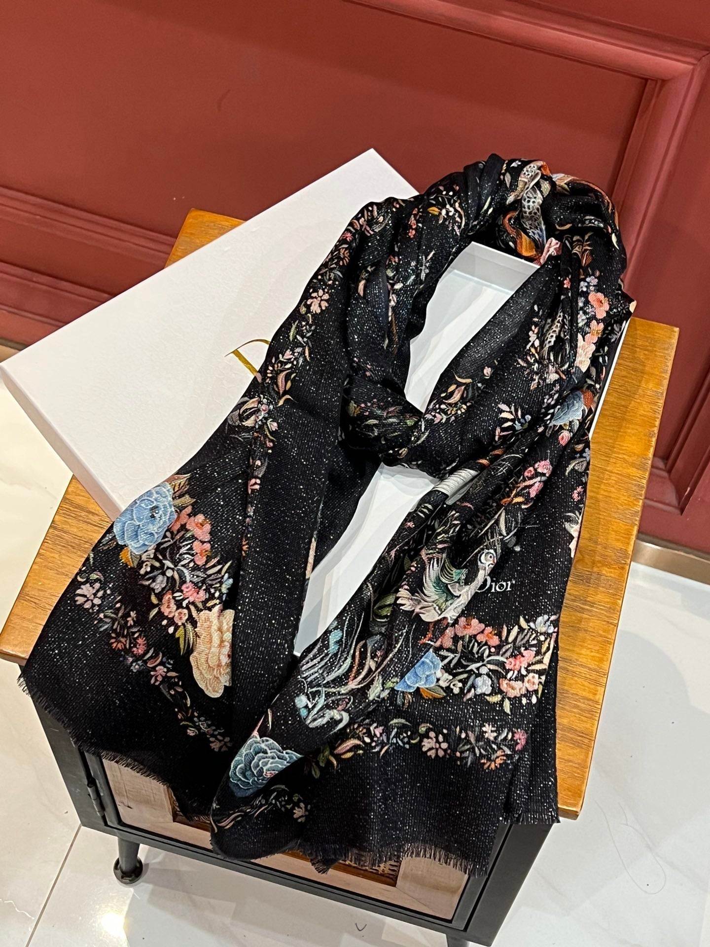 SCARF 200 CM IN BLACK MIX COLORFUL CASHMERE 413824