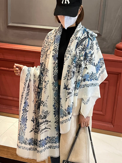 SCARF 200 CM IN WHITE MIX BLUE CASHMERE 413825