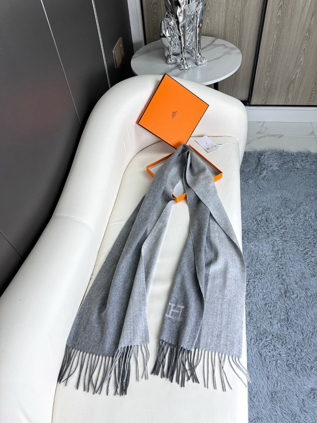 SCARF 190 CM IN DOVE GRAY CASHMERE 364768