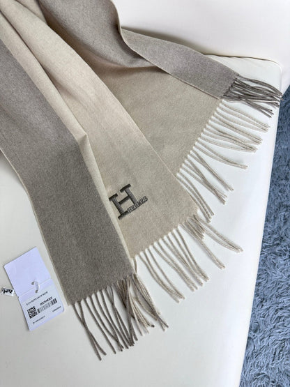 SCARF 190 CM IN ECRU TAN CASHMERE 364769