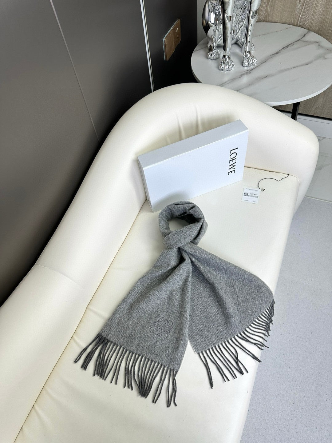 SCARF 180 CM IN MOUSE GRAY CASHMERE 383862